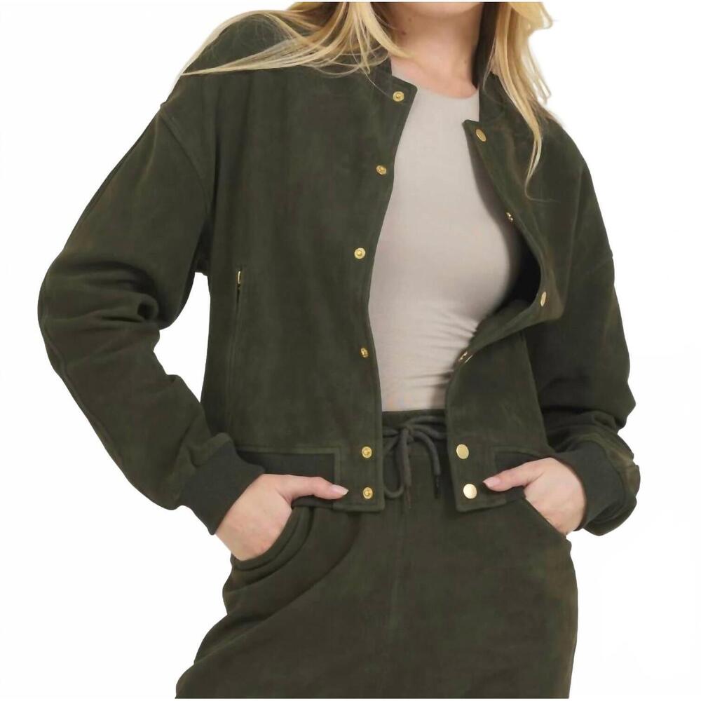 NEW JAKETT shai suede bomber jacket in dark olive